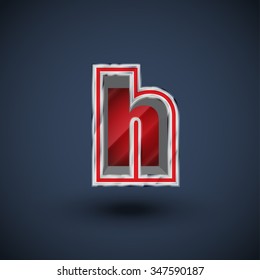3D red and metal font, vector