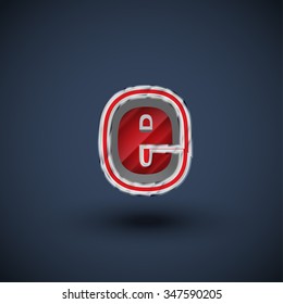3D red and metal font, vector