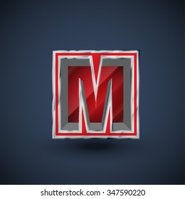 3D red and metal font, vector