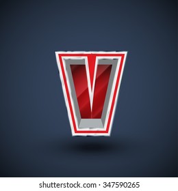 3D red and metal font, vector