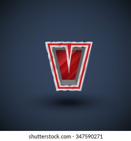 3D red and metal font, vector