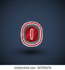 3D red and metal font, vector