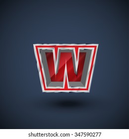 3D red and metal font, vector