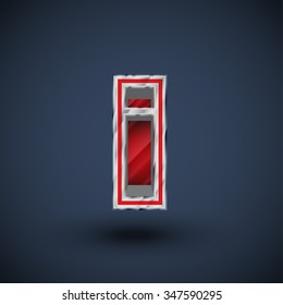 3D red and metal font, vector