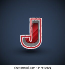 3D red and metal font, vector