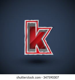 3D red and metal font, vector