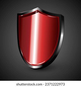 3d red metal protective shield icon