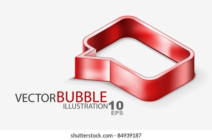 3D red metal speech bubble