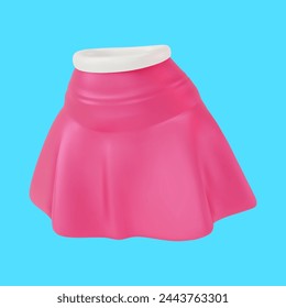 3d Red Mini Skirt Cartoon Design Style Trendy Fashion Female Casual Clothes. Vector illustration of Girl Short Skirt