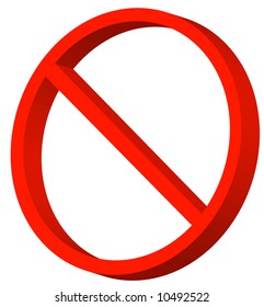 3d red not allowed or prohibited symbol - vector
