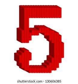 3D red number 5