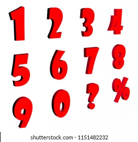 3d red numbers vector
