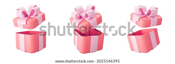 3d Red Open Gift Box Set Stock Vector (Royalty Free) 2025546395 ...