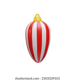 3d red ornament rendering Christmas ball. Realistic three-dimensional vector illustration. Winter holiday colours decoration in cartoon luxury style. Symbol for Happy New year and Merry Christmas.