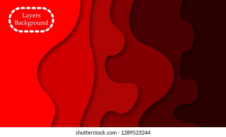 3D red paper cut abstract background. Vector design for business presentations, flyers, posters and invitations. Colorful carving art with shadows.