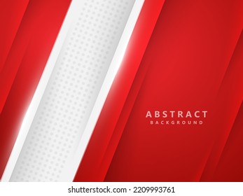 3 d papel rojo corte fondo abstracto con líneas y puntos de brillo blanco