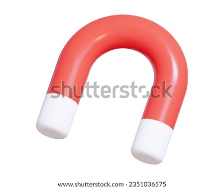 3d red permanent magnet icon. Cartoon minimal style. Stock vector illustration.