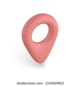 3d red pin point marker with shadow. Location icon on map. Vector illustration.
