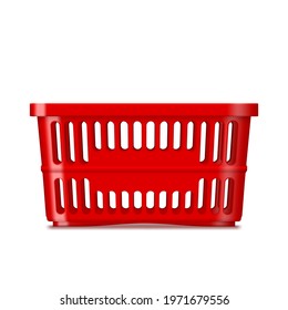 3D Red Plastic Supermarket Basket On White. EPS10 Vector