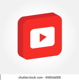 3d Red Play Vector Logo, JPG, JPEG, EPS Icon Button.youtube Flat Social Media Background Sign Download