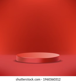 3D Red Podium Background. Good Used for Product Placement - EPS 10 Vector