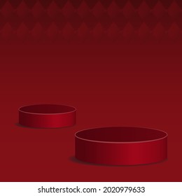 3d red podium on soft red background stage vector image