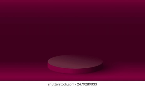 3D red podium stand minimal wall scene on background. You can use for product display, presentation mock up, showcase, etc. 