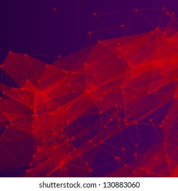 3D Red and Purple Abstract Mesh Background with Circles, Lines and Shapes | EPS10 Design Layout