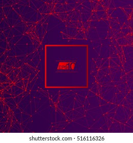 Fondo de malla abstracta 3D de color rojo y púrpura con círculos, líneas y formas | Diseño EPS10