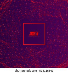 Fondo de malla abstracta 3D de color rojo y púrpura con círculos, líneas y formas | Diseño EPS10