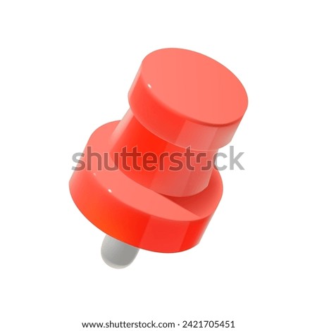 3d red push pin, thumb tack isolated on a white background.