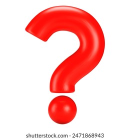 3d red question mark. Faq problem solution symbol. Stock vector illustration on isolated background.