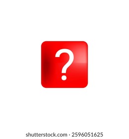 3d Red Question Mark Icon on Glossy Square Button
