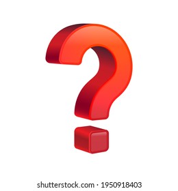 3d Red Question Mark Sign isolated on white vector illustration