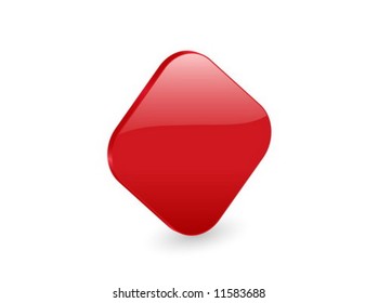 3D red rhomb isolated on white background. Vector illustration