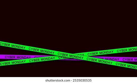 3d rote Bänder für Black Friday Verkauf auf dunklem Ziegelwand Hintergrund. Gekreuzte Bänder. Grafische Elemente für den Großverkauf. Vektorgrafik.