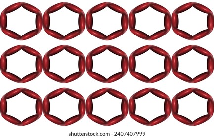 Bloque hexágono de anillo rojo 3D sobre fondo blanco, diseño para impresión de tela o proyección de pintura de camisetas 