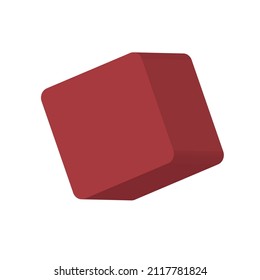 3D Red rounded rectangle in isolated white background 