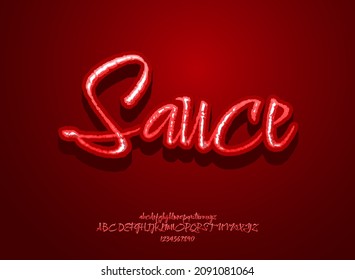 3d red sauce handwriting text effect