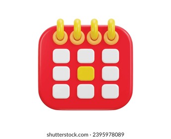 3d red shine calendar icon design