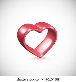 3D red shiny heart, vector illustration