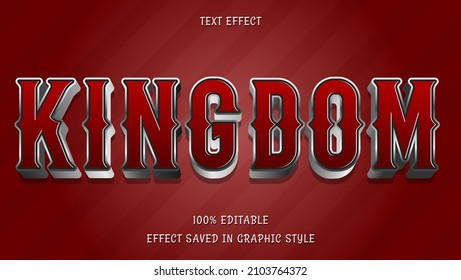3d Red Silver Word Kingdom Editable Text Effect Design Template, Effect Saved In Graphic Style