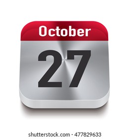 3d red and steel calendar button with date of 27 october