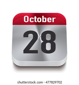 3d red and steel calendar button with date of 28 october