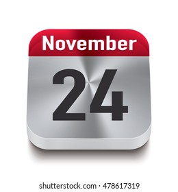 3d red and steel calendar button with date of 24 november