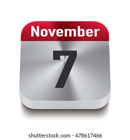 3d red and steel calendar button with date of 7 november