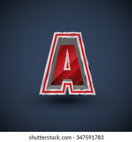 3D red steel font, vector