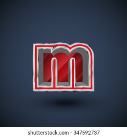 3D red steel font, vector