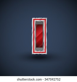 3D red steel font, vector