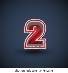 3D red steel font, vector